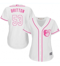 Women's Majestic Baltimore Orioles #53 Zach Britton Authentic White Fashion Cool Base MLB Jersey