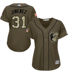 Women's Majestic Baltimore Orioles #31 Ubaldo Jimenez Authentic Green Salute to Service MLB Jersey