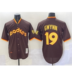 Men's San Diego Padres #19 Tony Gwynn Brown Throwback Stitched Baseball Jersey