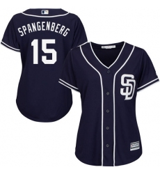 Women's Majestic San Diego Padres #15 Cory Spangenberg Authentic Navy Blue Alternate 1 Cool Base MLB Jersey