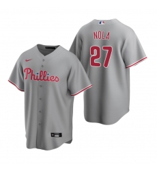Men's Nike Philadelphia Phillies #27 Aaron Nola Gray Road Stitched Baseball Jersey