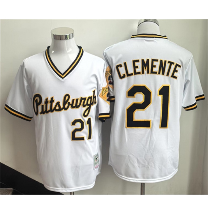 Men's Pittsburgh Pirates #21 Roberto Clemente White Stitched Baseball Jersey