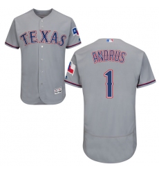 Men's Majestic Texas Rangers #1 Elvis Andrus Grey Road Flex Base Authentic Collection MLB Jersey