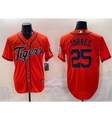 Men's Detroit Tigers #25 Gleyber Torres Orange With Vapor Premier Limited Stitched Baseball Jersey