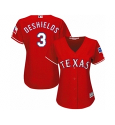 Women's Texas Rangers #3 Delino DeShields Jr. Authentic Red Alternate Cool Base Baseball Player Jersey