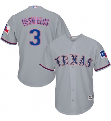 Youth Majestic Texas Rangers #3 Delino DeShields Authentic Grey Road Cool Base MLB Jersey