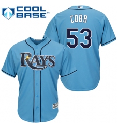 Youth Majestic Tampa Bay Rays #53 Alex Cobb Authentic Light Blue Alternate 2 Cool Base MLB Jersey