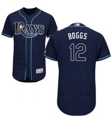 Men's Majestic Tampa Bay Rays #12 Wade Boggs Navy Blue Alternate Flex Base Authentic Collection MLB Jersey