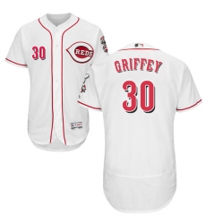 Men's Majestic Cincinnati Reds #30 Ken Griffey White Home Flex Base Authentic Collection MLB Jersey
