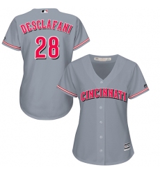 Women's Majestic Cincinnati Reds #28 Anthony DeSclafani Authentic Grey Road Cool Base MLB Jersey