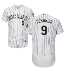Men's Majestic Colorado Rockies #9 DJ LeMahieu White Home Flex Base Authentic Collection MLB Jersey