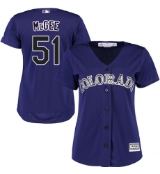 Women's Majestic Colorado Rockies #51 Jake McGee Replica Purple Alternate 1 Cool Base MLB Jersey