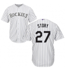 Youth Majestic Colorado Rockies #27 Trevor Story Authentic White Home Cool Base MLB Jersey