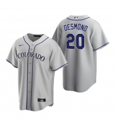 Men's Nike Colorado Rockies #20 Ian Desmond Gray Road Stitched Baseball Jersey