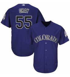 Youth Majestic Colorado Rockies #55 Jon Gray Authentic Purple Alternate 1 Cool Base MLB Jersey