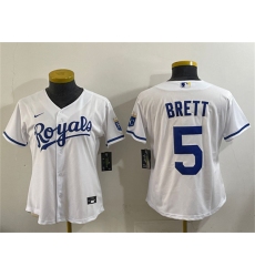Youth Kansas City Royals #5 George Brett White Cool Base Stitched Baseball Jersey