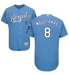 Men's Majestic Kansas City Royals #8 Mike Moustakas Light Blue Alternate Flex Base Authentic Collection MLB Jersey