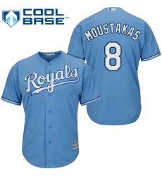 Men's Majestic Kansas City Royals #8 Mike Moustakas Replica Light Blue Alternate 1 Cool Base MLB Jersey