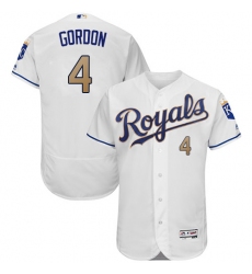 Men's Majestic Kansas City Royals #4 Alex Gordon White Home Flex Base Authentic MLB Jersey