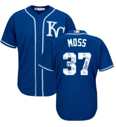 Men's Majestic Kansas City Royals #37 Brandon Moss Blue Authentic Blue Team Logo Fashion Cool Base MLB Jersey