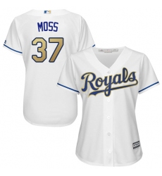 Women's Majestic Kansas City Royals #37 Brandon Moss Authentic White Home Cool Base MLB Jersey