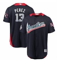 Men's Majestic Kansas City Royals #13 Salvador Perez Game Navy Blue American League 2018 MLB All-Star MLB Jersey