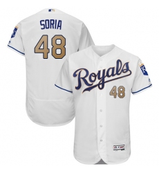 Men's Majestic Kansas City Royals #48 Joakim Soria White Home Flex Base Authentic MLB Jersey