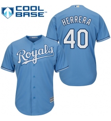 Youth Majestic Kansas City Royals #40 Kelvin Herrera Authentic Light Blue Alternate 1 Cool Base MLB Jersey