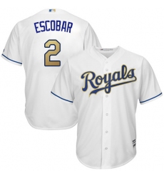 Men's Majestic Kansas City Royals #2 Alcides Escobar Replica White Home Cool Base MLB Jersey