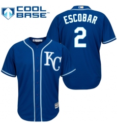 Women's Majestic Kansas City Royals #2 Alcides Escobar Authentic Blue Alternate 2 Cool Base MLB Jersey