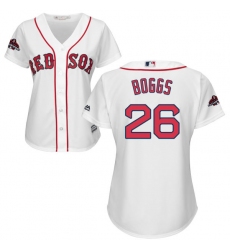 Women's Majestic Boston Red Sox #26 Wade Boggs Authentic White Home 2018 World Series Champions MLB Jersey