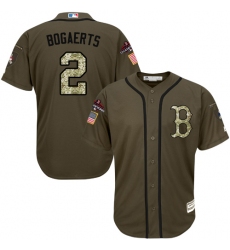 Men's Majestic Boston Red Sox #2 Xander Bogaerts Authentic Green Salute to Service 2018 World Series Champions MLB Jersey
