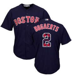 Men's Majestic Boston Red Sox #2 Xander Bogaerts Authentic Navy Blue Team Logo Fashion Cool Base MLB Jersey