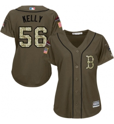 Women's Majestic Boston Red Sox #56 Joe Kelly Authentic Green Salute to Service 2018 World Series Champions MLB Jersey