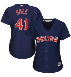 Women's Majestic Boston Red Sox #41 Chris Sale Authentic Navy Blue Alternate Road MLB Jersey