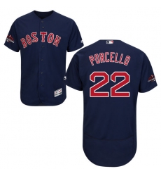 Men's Majestic Boston Red Sox #22 Rick Porcello Navy Blue Alternate Flex Base Authentic Collection 2018 World Series Champions MLB Jersey