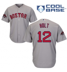 Youth Majestic Boston Red Sox #12 Brock Holt Authentic Grey Road Cool Base 2018 World Series Champions MLB Jersey