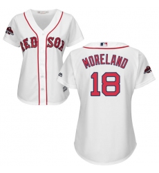 Women's Majestic Boston Red Sox #18 Mitch Moreland Authentic White Home 2018 World Series Champions MLB Jersey