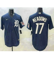 Men's Detroit Tigers #17 Parker Meadows Navy With Cool Base Stitched Jersey