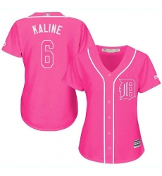 Women's Majestic Detroit Tigers #6 Al Kaline Authentic Pink Fashion Cool Base MLB Jersey