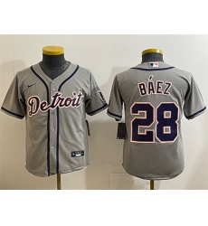 Youth Detroit Tigers #28 Javier Báez Gray Cool Base Stitched Baseball Jersey