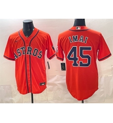 Men's Houston Astros #45 Tatsuya Imai Orange Cool Base Stitched Jersey