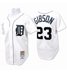 Men's Mitchell and Ness Detroit Tigers #23 Kirk Gibson Replica White Throwback MLB Jersey