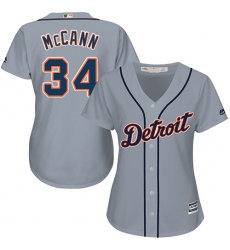 Women's Majestic Detroit Tigers #34 James McCann Authentic Grey Road Cool Base MLB Jersey