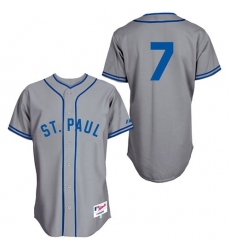 Men's Majestic Minnesota Twins #7 Joe Mauer Replica Grey 1948 St. Paul Saints Turn Back The Clock MLB Jersey