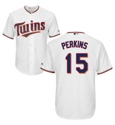 Youth Majestic Minnesota Twins #15 Glen Perkins Authentic White Home Cool Base MLB Jersey