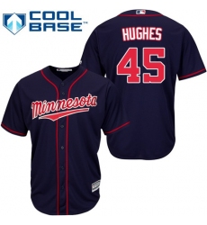 Youth Majestic Minnesota Twins #45 Phil Hughes Replica Navy Blue Alternate Road Cool Base MLB Jersey