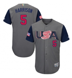 Youth USA Baseball Majestic #5 Josh Harrison Gray 2017 World Baseball Classic Authentic Team Jersey