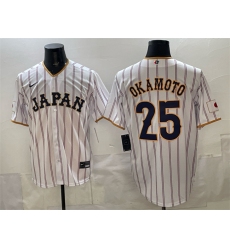 Men's Japan Baseball #25 Kazuma Okamoto White 2026 World Baseball Classic Home Stadium Stitched Jersey
