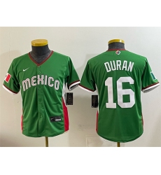Youth Mexico Baseball #16 Jarren Duran Green 2026 World Baseball Classic Stadium Stitched Baseball Jersey
